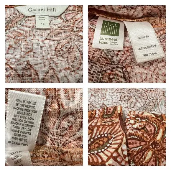 Garnet Hill Vale Linen Paisley Floral Tank Dress Size 12 - Picture 7 of 10